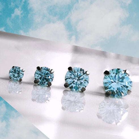 Sky Blue Cubic Zirconia Titanium Earrings