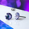 Tanzanite Blue Crystal Titanium Earrings, 6.5mm