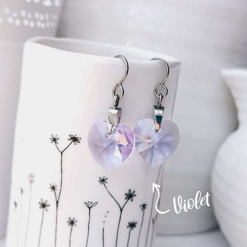 Violet Purple Crystal Titanium Drop Earrings