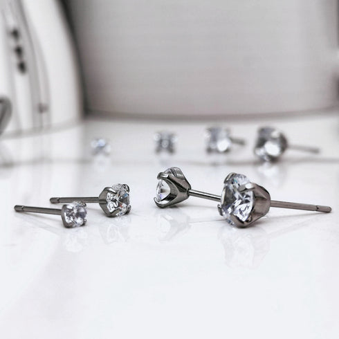 Clear Cubic Zirconia Titanium Earrings