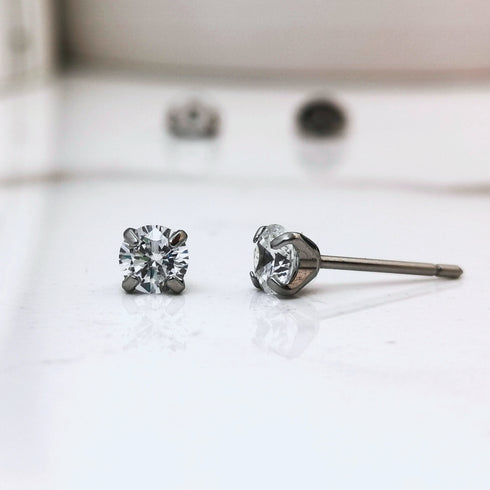 Clear Cubic Zirconia Titanium Earrings