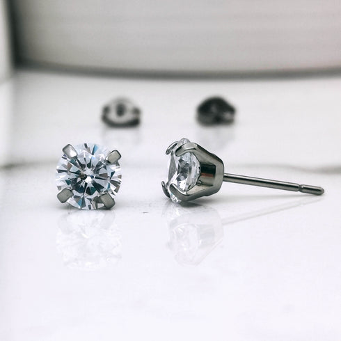 Clear Cubic Zirconia Titanium Earrings